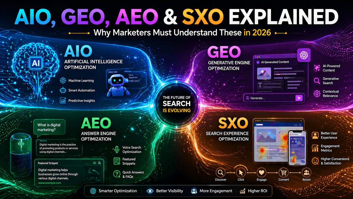 What AIO, GEO, AEO, and SXO Actually Mean — and Why Marketers Should Care